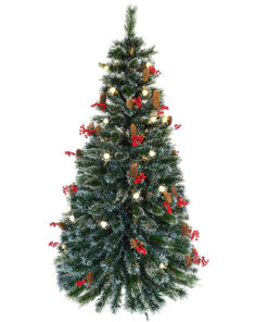 Christmas Concepts® 72" (1.8M) Frosted Green LED Fibre Optic Christmas Tree - Warm White LED Lights, Berry + Pinecone Decoration