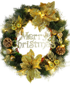 Christmas Concepts® 40cm Pre Lit Gold Decorated Christmas Wreath With LED Lights