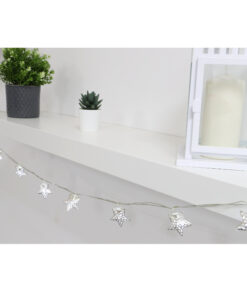 Christmas Concepts® 10 White LED Metal Silver Star Shaped Lights - Christmas Lights - Everyday Lights
