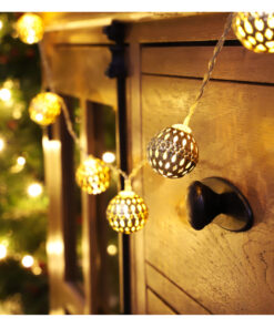 Christmas Concepts® 10 Warm White LED Metal Gold Ball Shaped Lights - Christmas Lights - Everyday Lights