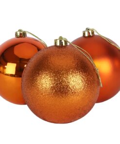 3-150mm Extra Large Baubles - Shiny, Matte & Glitter Design - Christmas Decorations (Copper)
