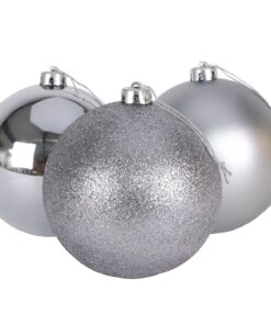 3-150mm Extra Large Baubles - Shiny, Matte & Glitter Design - Christmas Decorations (Graphite Grey)