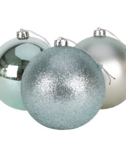 Christmas Concepts® Pack of 3 - Extra Large 150mm Christmas Tree Baubles - Shiny, Matte & Glitter Decorated Baubles (Ice Blue)