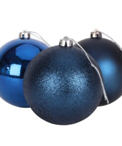 3-150mm Extra Large Baubles - Shiny, Matte & Glitter Design - Christmas Decorations (Midnight Blue)
