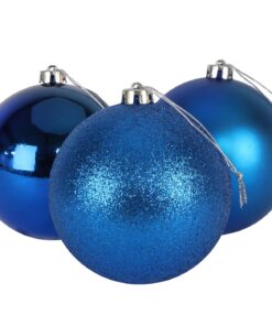 3-150mm Extra Large Baubles - Shiny, Matte & Glitter Design - Christmas Decorations (Royal Blue)