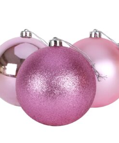 Christmas Concepts® Pack of 3 - Extra Large 150mm Christmas Tree Baubles - Shiny, Matte & Glitter Decorated Baubles (Baby Pink)