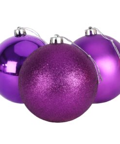 Christmas Concepts® Pack of 3 - Extra Large 150mm Christmas Tree Baubles - Shiny, Matte & Glitter Decorated Baubles (Purple)