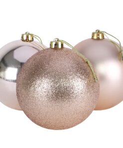 3-150mm Extra Large Baubles - Shiny, Matte & Glitter Design - Christmas Decorations (Champagne)