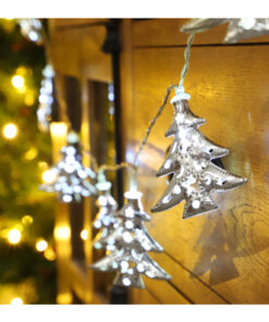 Christmas Concepts® 10 White LED Metal Silver Christmas Tree Shaped Lights - Christmas Lights