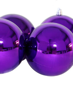 Alternative view of 10 Extra Large 100mm Baubles - Christmas Tree Baubles (Purple & Silver)