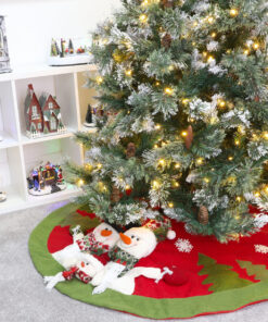Alternative view of 48 Inch Beautiful Christmas Tree Skirt In Red & Green With Snowman Family