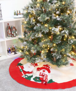 Alternative view of 48 Inch Beautiful Red & White Christmas Tree Skirt With Santa & Snowman