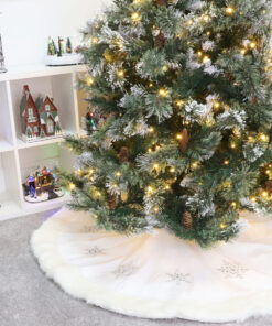 Alternative view of 48 Inch Beautiful White Christmas Tree Skirt - With Snowflakes