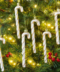 Alternative view of Christmas Concepts® Pack Of 6-13cm Glitter Candy Cane Christmas Tree Decorations (Rosegold & White)