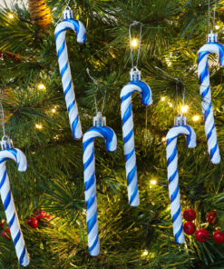 Alternative view of Christmas Concepts® Pack Of 6-13cm Royal Blue & White Glitter Candy Cane Christmas Tree Decorations