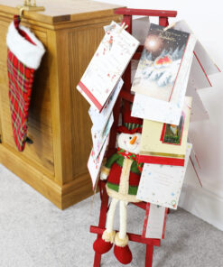 Alternative view of Christmas Concepts® 80cm Standing Christmas Card Holder Santa & Snowman Climbing Ladder With Wooden Pegs