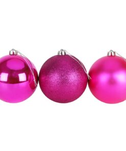 Alternative view of 3-150mm Extra Large Baubles - Shiny, Matte & Glitter Design - Christmas Decorations (Hot Pink)