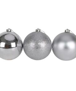 Alternative view of 3-150mm Extra Large Baubles - Shiny, Matte & Glitter Design - Christmas Decorations (Silver)