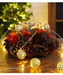 Alternative view of Christmas Concepts® 10 Warm White LED Metal Gold Ball Shaped Lights - Christmas Lights - Everyday Lights