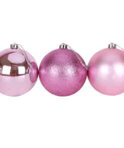 Alternative view of Christmas Concepts® Pack of 3 - Extra Large 150mm Christmas Tree Baubles - Shiny, Matte & Glitter Decorated Baubles (Baby Pink)