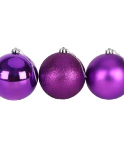 Alternative view of Christmas Concepts® Pack of 3 - Extra Large 150mm Christmas Tree Baubles - Shiny, Matte & Glitter Decorated Baubles (Purple)