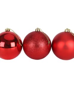 Alternative view of 3-150mm Extra Large Baubles - Shiny, Matte & Glitter Design - Christmas Decorations (Red)