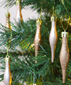 Alternative view of Pack Of 15-8.5cm Droplet Baubles - Matte & Glitter Design - Christmas Baubles (Rose Gold)