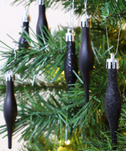 Alternative view of Pack Of 15-8.5cm Droplet Baubles - Matte & Glitter Design - Christmas Baubles (Black)