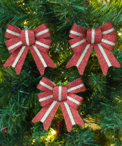 Alternative view of Christmas Concepts® Pack Of 3-10cm Attachable Christmas Bows Christmas Accessories & Decorations (Red & Gold, Glitter)