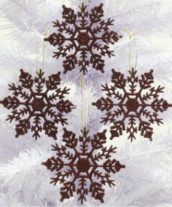 Alternative view of Pack of 12-10cm Glitter Snowflake Hanging Decorations - Christmas Decorations (Mocha)