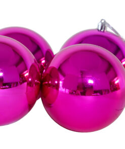 Alternative view of 10 Extra Large 100mm Baubles - Christmas Tree Baubles (Hot Pink & Silver)