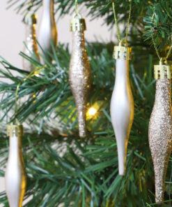 Alternative view of Pack Of 15-8.5cm Droplet Baubles - Matte & Glitter Design - Christmas Baubles (Champagne Gold)