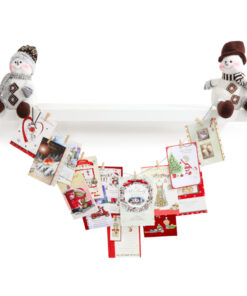 Christmas Concepts® 27cm (11") Sitting Snowman Christmas Card Holder For A Mantle Piece With Wooden Pegs