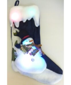 Christmas Concepts® 22 Inch (56cm) Blue Snowman Stocking with Colour Changing LED Lights Christmas Decoration