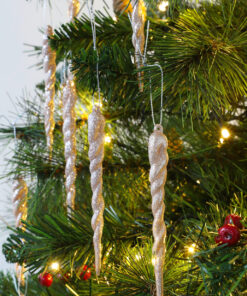 Alternative view of Christmas Concepts® 12cm Glitter Icicle Decorations Christmas Tree Trims (Rose Gold, Pack of 20)