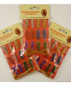Christmas Concepts® BUY ONE! GET 2 FREE!! Christmas Card Holders - 12 Piece Peg And Line Cardholder - 3 Packs Of 12 Multi Coloured