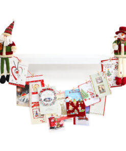 Christmas Concepts® Sitting Santa & Snowman Christmas Card Holder For A Mantle Piece With Wooden Pegs