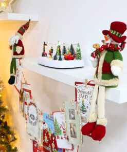 Alternative view of Christmas Concepts® Sitting Santa & Snowman Christmas Card Holder For A Mantle Piece With Wooden Pegs