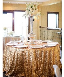 Alternative view of Christmas Concepts® Extra Large Mocha Sequin Round Table Cloth - 132 Inches - Home Decoration/Party Decoration - Luxury Dinner Party Accessories