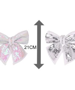 Alternative view of Christmas Concepts® 21cm Reversible Sequin Bow Accessories (Iridescent & Silver)