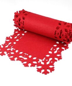 Christmas Concepts® 2M Red Felt Table Runner With Snowflake Edge Design - Christmas Tableware - Dining Room Accessories