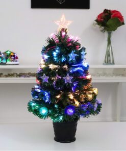 Alternative view of Christmas Concepts® 2FT GREEN FIBRE OPTIC CHRISTMAS TREE WITH STARS AND BAUBLES WITH BLACK BASE