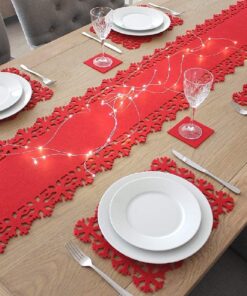 Alternative view of Christmas Concepts® 2M Red Felt Table Runner With Snowflake Edge Design - Christmas Tableware - Dining Room Accessories