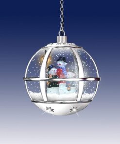 Christmas Concepts® White And Silver 30cm Hanging Musical Snowglobe Lamp With LED Lights - 3 Snowmen Design - Christmas Decorations - Indoor Lighting