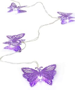 Christmas Concepts® 10 White Battery Operated LED Lights with Shades - Christmas String Lights - Party Lights - Decorative Lighting (Purple Butterfly Shade)