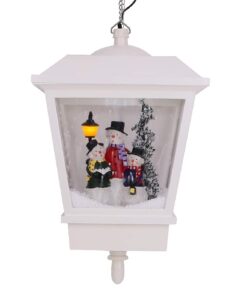 Christmas Concepts® White With Festive Snowing Hanging Lantern with LED Lights - 3 Snowmen Design - Hanging Christmas Decorations - Indoor Lighting