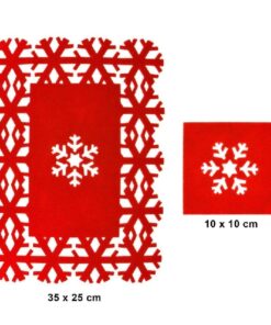 Alternative view of 8 Piece Red Felt Christmas Snowflake Place Mat And Coaster Set - 4 Place Mats + 4 Coasters