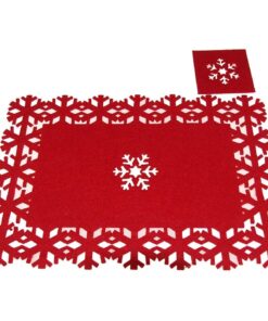Alternative view of 9pce Red Felt Christmas Table Linen Set - Including 2m Snowflake Table Runner, Snowflake Placemats & Coasters