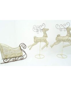 Christmas Concepts® 84cm (33") Bronze & Gold Glitter Reindeers with Santa's Sleigh Luxury Christmas Decorations - Indoor/Outdoor Garden Christmas Decorations