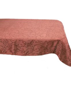 137cm x 183cm Damask Round Tablecloth - Home Or Christmas Tableware (Chocolate)